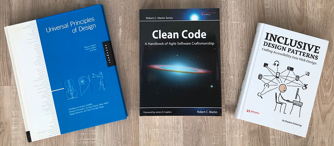3 boeken: Universal Principles of Design, Clean Code en Inclusive Design Patterns